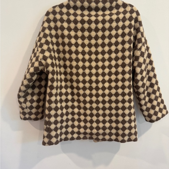 Brown and White Checkered Coat - Picture 3 of 6